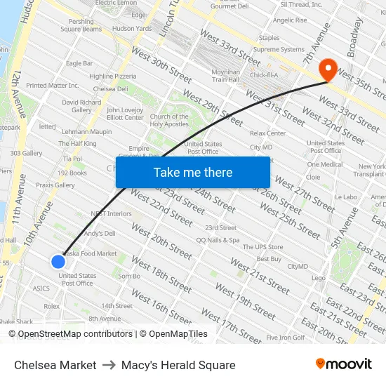 Chelsea Market to Macy's Herald Square map
