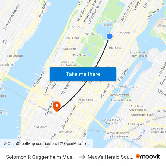 Solomon R Guggenheim Museum to Macy's Herald Square map