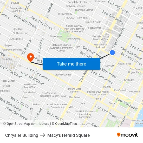 Chrysler Building to Macy's Herald Square map