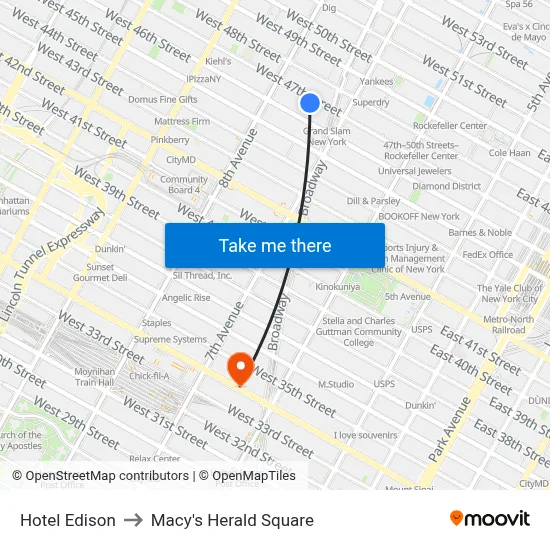 Hotel Edison to Macy's Herald Square map