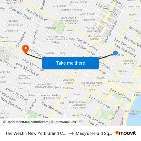 The Westin New York Grand Central to Macy's Herald Square map