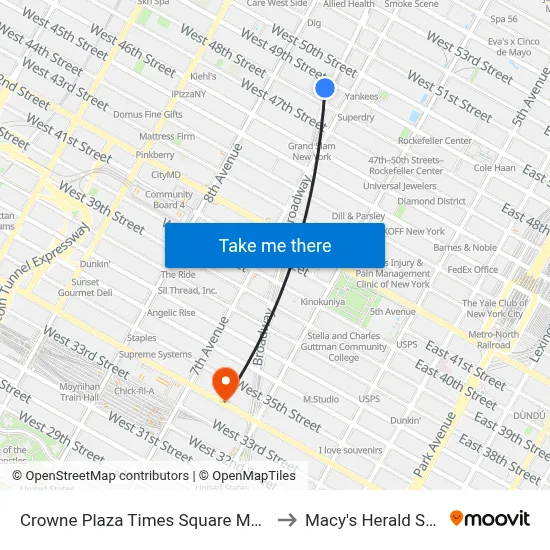 Crowne Plaza Times Square Manhattan to Macy's Herald Square map