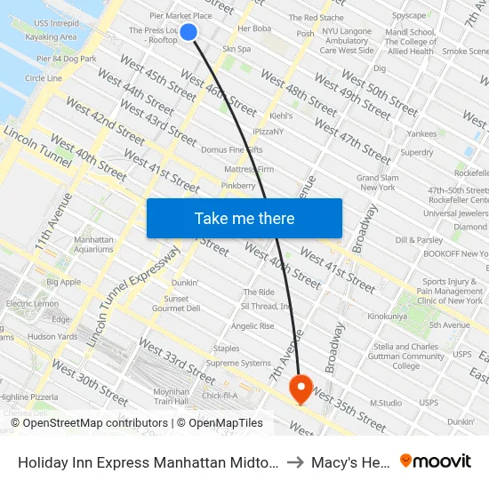 Holiday Inn Express Manhattan Midtown West an IHG Hotel New York to Macy's Herald Square map
