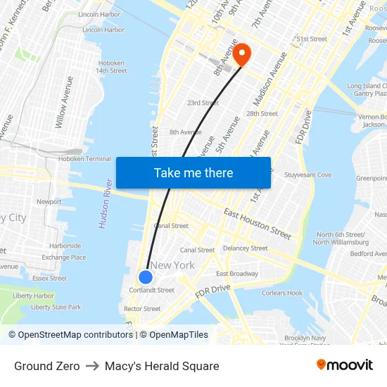 Ground Zero to Macy's Herald Square map