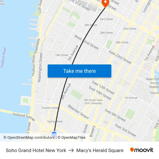 Soho Grand Hotel New York to Macy's Herald Square map