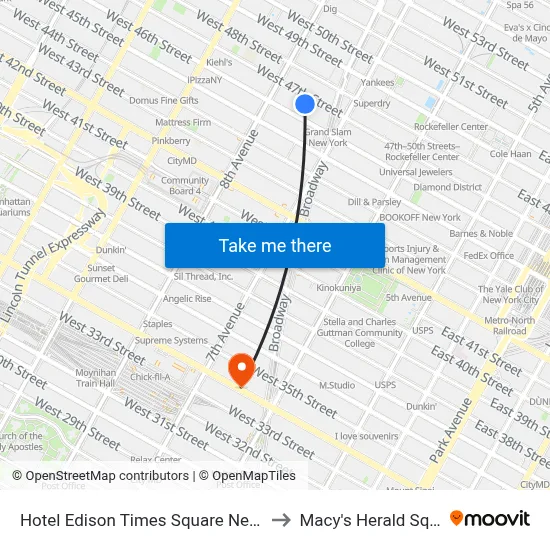 Hotel Edison Times Square New York to Macy's Herald Square map