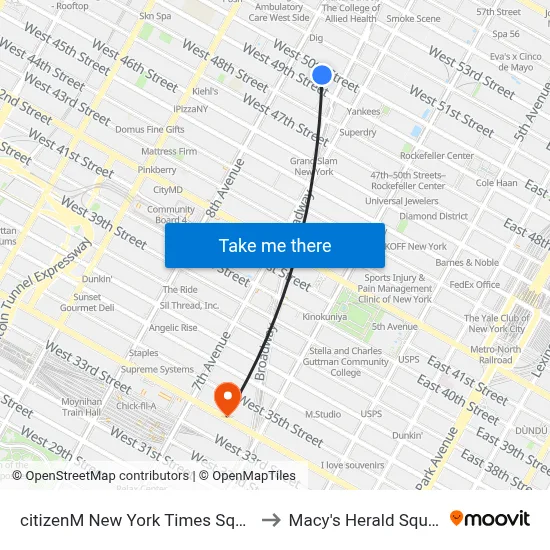citizenM New York Times Square to Macy's Herald Square map