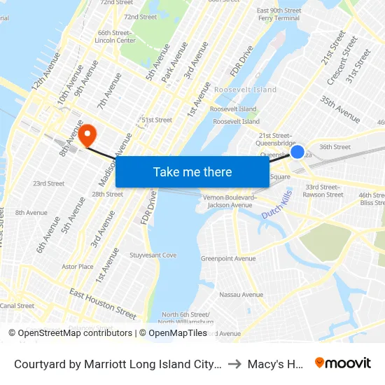 Courtyard by Marriott Long Island City New York Manhattan View Queens to Macy's Herald Square map
