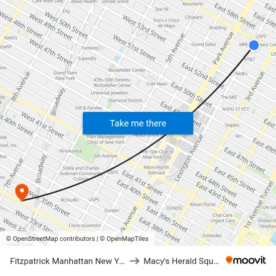 Fitzpatrick Manhattan New York to Macy's Herald Square map