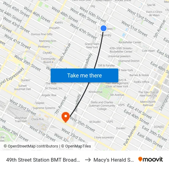 49th Street Station BMT Broadway Line to Macy's Herald Square map