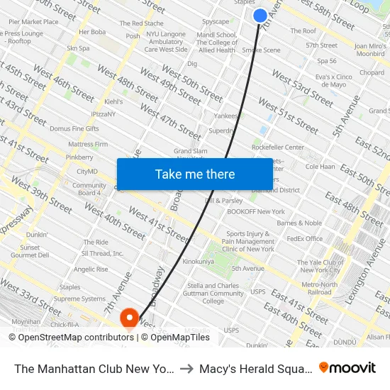The Manhattan Club New York to Macy's Herald Square map