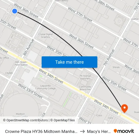Crowne Plaza HY36 Midtown Manhattan an IHG Hotel New York to Macy's Herald Square map