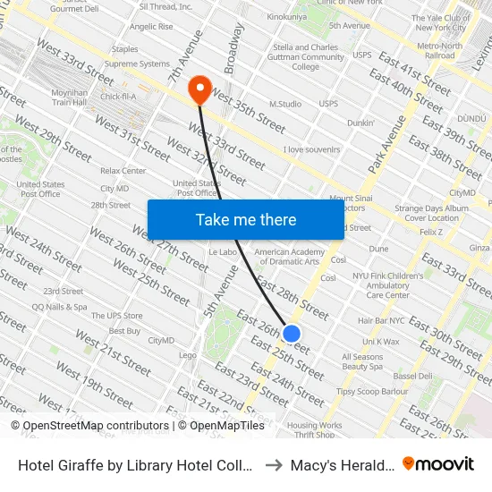 Hotel Giraffe by Library Hotel Collection New York to Macy's Herald Square map