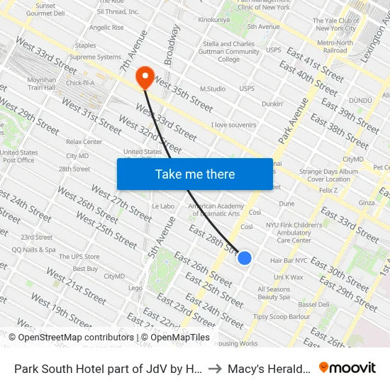 Park South Hotel part of JdV by Hyatt New York to Macy's Herald Square map