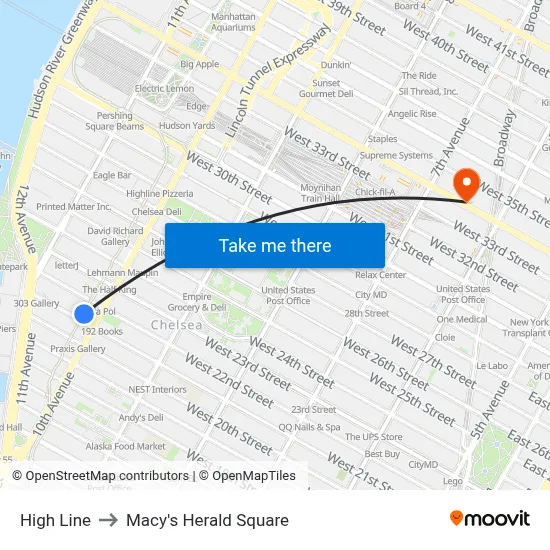 High Line to Macy's Herald Square map