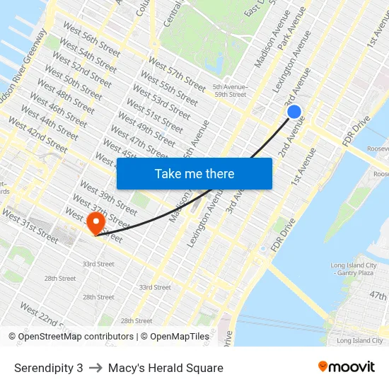 Serendipity 3 to Macy's Herald Square map