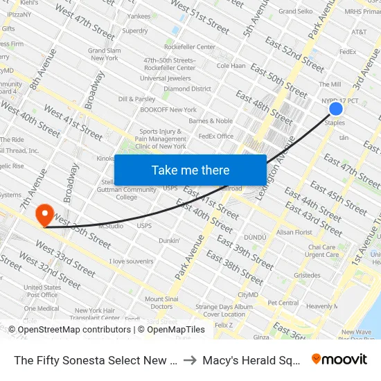 The Fifty Sonesta Select New York to Macy's Herald Square map