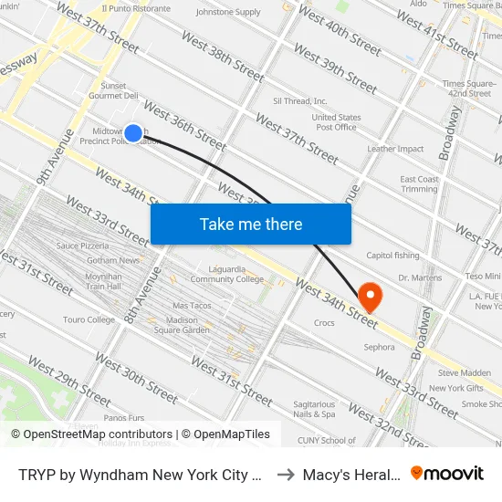 TRYP by Wyndham New York City Times Square South to Macy's Herald Square map