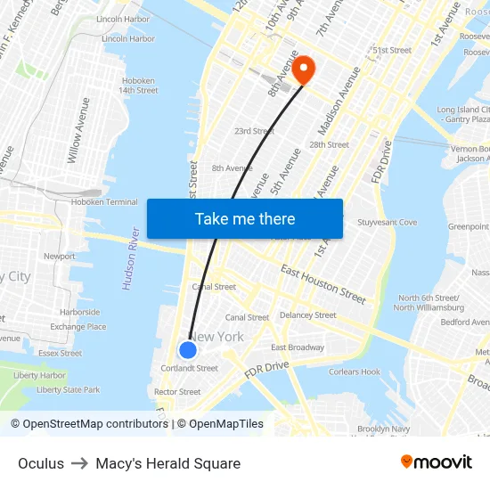 Oculus to Macy's Herald Square map