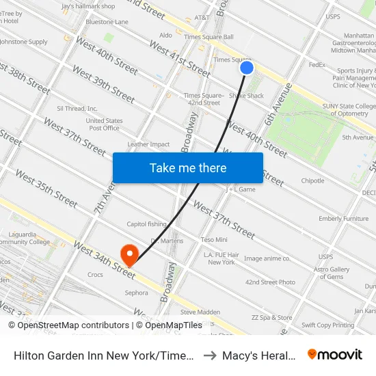 Hilton Garden Inn New York/Times Square Central to Macy's Herald Square map
