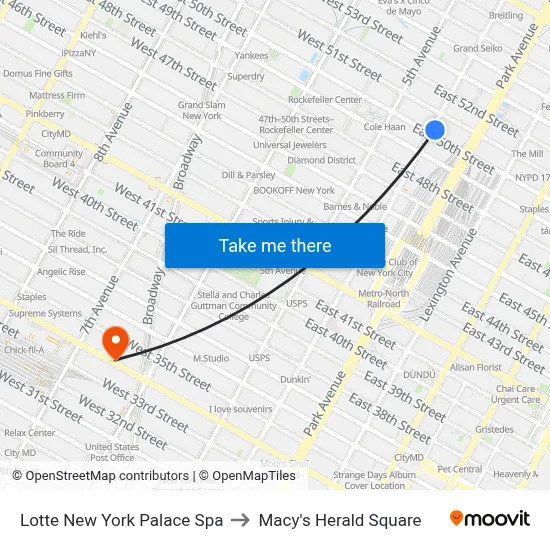 Lotte New York Palace Spa to Macy's Herald Square map