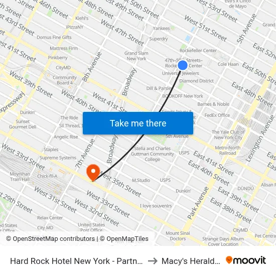Hard Rock Hotel New York - Partner Of All Accor to Macy's Herald Square map