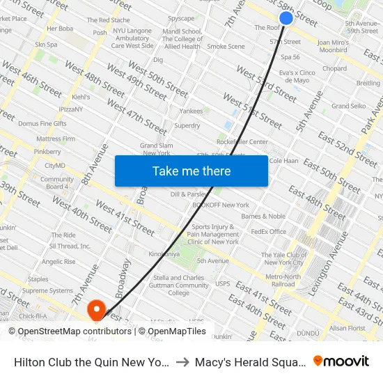 Hilton Club the Quin New York to Macy's Herald Square map