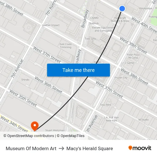 Museum Of Modern Art to Macy's Herald Square map
