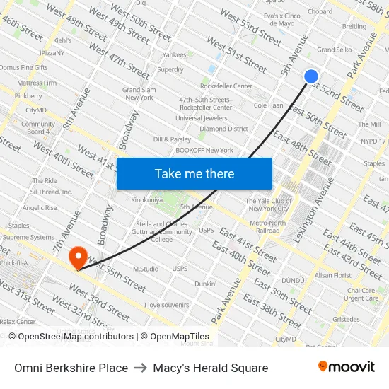 Omni Berkshire Place to Macy's Herald Square map