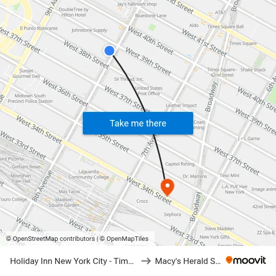 Holiday Inn New York City - Times Square to Macy's Herald Square map