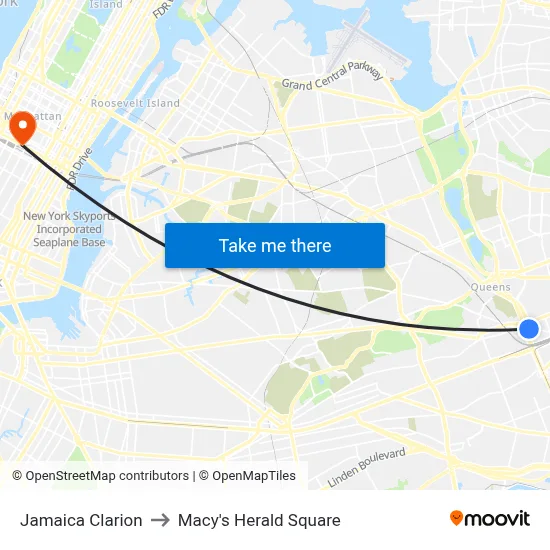 Jamaica Clarion to Macy's Herald Square map