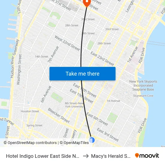 Hotel Indigo Lower East Side New York, 171 Ludlow St to Macy's Herald Square map