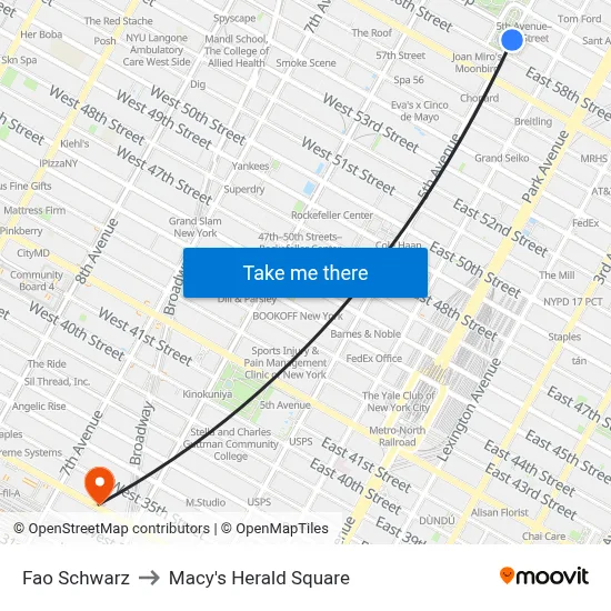 Fao Schwarz to Macy's Herald Square map