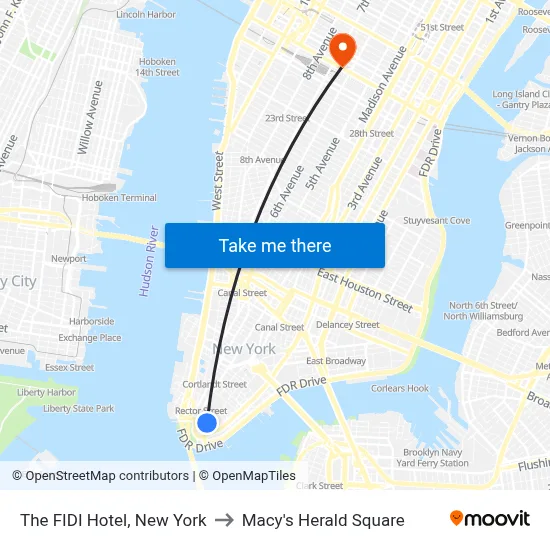 The FIDI Hotel, New York to Macy's Herald Square map