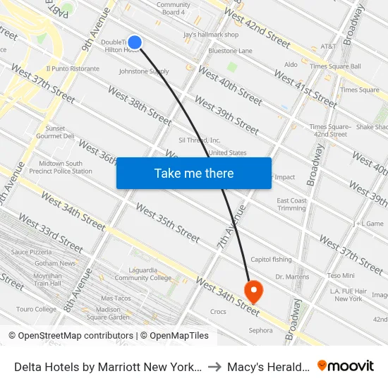 Delta Hotels by Marriott New York Times Square to Macy's Herald Square map
