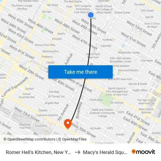 Romer Hell's Kitchen, New York to Macy's Herald Square map