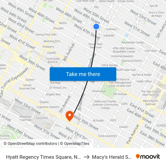Hyatt Regency Times Square, New York to Macy's Herald Square map