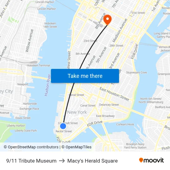 9/11 Tribute Museum to Macy's Herald Square map