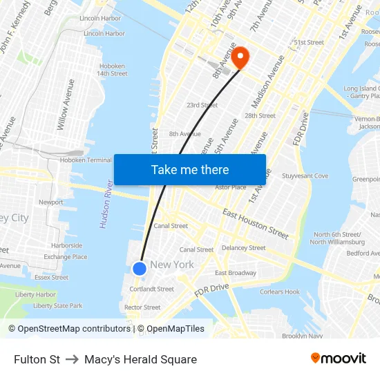 Fulton St to Macy's Herald Square map