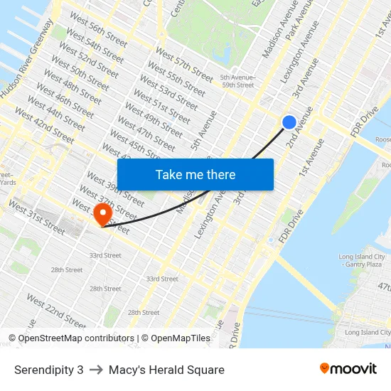 Serendipity 3 to Macy's Herald Square map