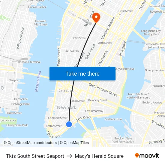 Tkts South Street Seaport to Macy's Herald Square map