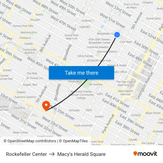 Rockefeller Center to Macy's Herald Square map