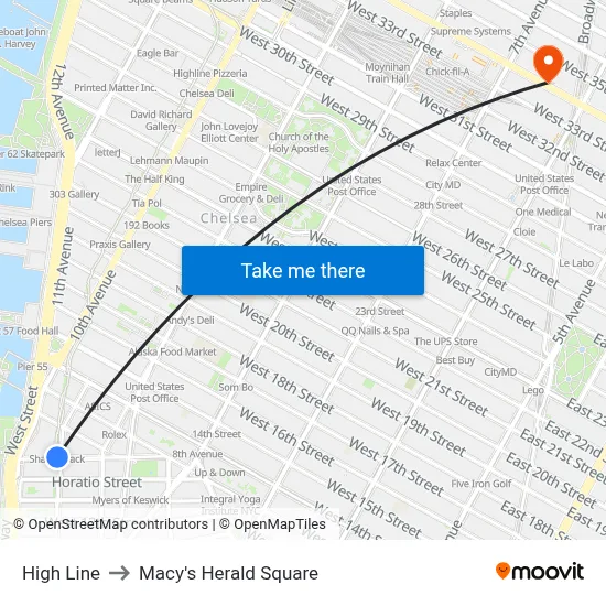 High Line to Macy's Herald Square map
