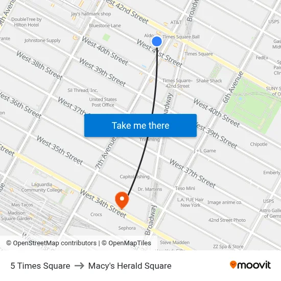 5 Times Square to Macy's Herald Square map
