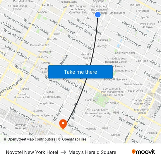 Novotel New York Hotel to Macy's Herald Square map