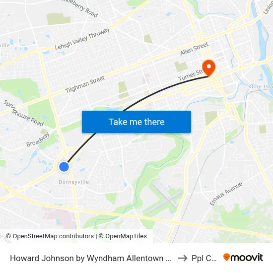 Howard Johnson by Wyndham Allentown Dorney Hotel Suites to Ppl Center map