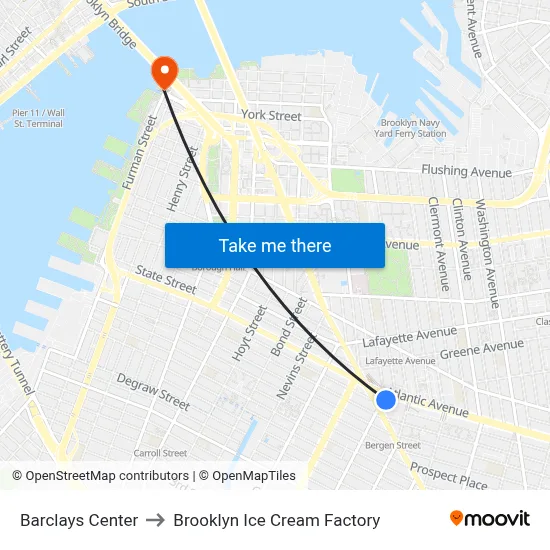 Barclays Center to Brooklyn Ice Cream Factory map