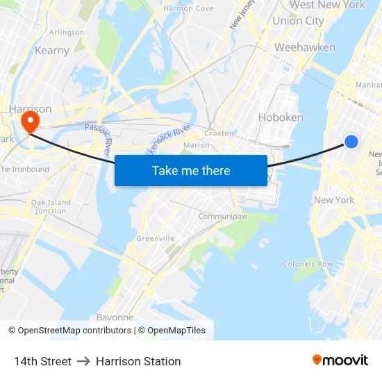14th Street to Harrison Station map