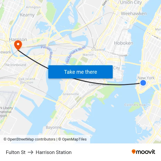 Fulton St to Harrison Station map