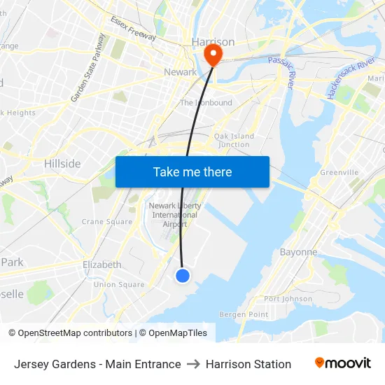 Jersey Gardens - Main Entrance to Harrison Station map